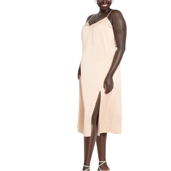 Eloquii Dresses & Skirts - Eloquii Satin Slip Dress Sz 28 New W/Tag Beige Gold Classy Feminine Date Night